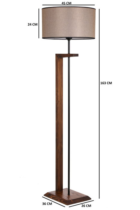 Opviq Lámpara de Pie Escandinava de Madera y Metal en Nogal con Pantalla de Tela Opviq Lámpara de Pie Escandinava de Madera y Metal en Nogal con Pantalla de Tela